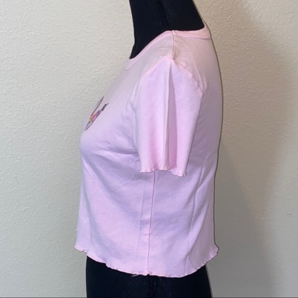 PacSun LA Pink Unicorn Dreams Cropped Tee Shirt Large - Picture 8 of 9